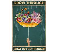 Retro Metal Tin Sign 8 X 12 Grow Through What You Go Through Vintage Poster Mental Health Poster Mental Health Awareness Pot Head Girl Poster Love Yourself Home Decoration Art Poster