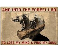 Retro Metal Tin Sign 8 X 12 Inches and Into The Forest I Go to Lose My Mind & Find My Soul Gift for Mountain Biking Lovers Home Decoration Art Poster Metal Sign Tin Painting Nostalgic Tin Sign
