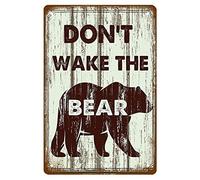 Retro Metal Tin Sign 8 X 12 Inches Don't Wake The Bear Funny Rustic Cabin Bedroom Bar Restaurant Home Décor Wall Art Tin Sign Poster Vintage Tin Bar Sign Metal Poster Personality Sign Tin Painting