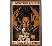 Retro Metal Tin Sign 8 X 12 Inches Dreadlock Black Girl and Parrots Poster I Like Hair Loc'd Up and My Mind Free Poster Black Lives Matter Living Decor Poster Home Decoration Art Poster Iron Poster