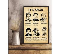 Retro Metal Tin Sign 8 X 12 Inches It's Okay to Make Mistakes Frida Kahlo to Be Yourself Ruth Bader Ginsburg Poster Woman in History Print Vintage Feminist Novelty Decorative Crafts Best Gift