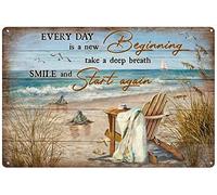 Retro Metal Tin Sign 8 X 12 Inches Sea Turtle Sign Every Day is a New Beginning Home Decoration Art Poster Metal Sign Tin Painting Novelty Wall Art Decorative Crafts Iron Poster Nostalgic Tin Sign