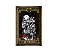 Retro Metal Tin Sign 8 X 12 Inches The Lovers Till Death Do Us Apart Tarot Card Unframed Poster Tarot Card Poster Vintage Poster Home Decor Love Poster Skeleton Poster Rustic Decor Funny Room Decor