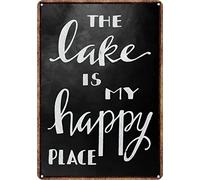 Retro Metal Tin Sign 8 X 12 Inches This is Our Happy Place Poster Sign for Home Kitchen Farmhouse Garden for Home Coffee Wall Decor Rustic Home Decor Funny Room Decor Aluminum Sign for Bedroom Bathro