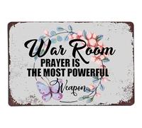 Retro Metal Tin Sign 8 X 12 Retro Tin Aluminium Sign War Room Prayer is The Most Powerful Weapon for Garden Home Kitchen Restaurant
