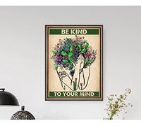 Retro Metal Tin Sign 8x12 Inches Succulent Pot Head Be Kind to Your Mind Poster Succulent Gardening Vintage Poster Girl Succulent Vintage Poster Gift Funny Wall Decor Nostalgic Art Decor