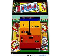 Retro Metal Tin Sign 8X12 Inches Tin Sign Dig-Dug Arcade Shop Game Room Art Marquee Console Metal Decor