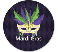 Retro Metal Tin Sign 8x8inch Mardi Gras Carnival Carnivale Party Fat Beads New Orleans Rio Mask Round Tin Sign Funny For Home Gate Garden Bars Restaurants Cafes Office Pubs