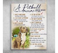 Retro Metal Tin Sign A Pitbull House Rules You Will Never Pee Alone Again Tin Sign Bar Pub Garage Diner Cafe Home Wall Decor Home Decor Art Poster 8x12 Inch