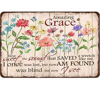 Retro Metal Tin Sign Amazing Grace Poster Vintage Metal Signs Wall Art Decor For Home Farmhouse Living Room Bedroom Porch Gift For Women Men 12x8 Inch Plaque Tin Sign