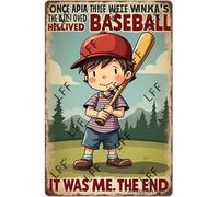 Retro Metal Tin Sign, Baseball Boy, Baseball Lover, Once Upon A Time, There Was A Boy, Who Really Loved Baseball, It Was Me, The End Home Bar Shop Decorations Coffee Vintage Sign Gift 8X12 Inch