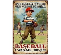Retro Metal Tin Sign, Baseball Lover Once Upon A Time There Was A Boy Who Really Loved Baseball It Was Me The End Baseball With Dog Home Bar Shop Decorations Coffee Vintage Sign Gift 8X12 Inch
