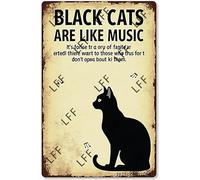 Retro Metal Tin Sign, Black Cat Black Cats Are Like Music Its Foolish To Try Explain Their Worth To Those Who Dont Appreciate Them Home Bar Shop Decorations Coffee Vintage Sign Gift 8X12 Inch