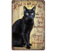 Retro Metal Tin Sign, Black Cat Cat Lover A Cat Is Not Just A Cat He Is Sanity He Is Happiness Home Bar Shop Decorations Coffee Vintage Sign Gift 8X12 Inch