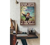 Retro Metal Tin Sign Boys Are Just Born With The Sky Aluminium Sign Plaque Retro Metal Tin Sign Vintage Sign For Home Coffee Wall Decor 8x12 Inch