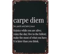 Retro Metal Tin Sign Carpe Diem Print Carpe Diem Definition Vintage Tin Sign Funny Decorations For Bar Pub Cafe Farm Room Office Wall Decor Plaque 8x5.5 Inch