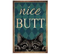 Retro Metal Tin Sign, Cat Nice Butt Wall Poster, Funny Kitty Bathroom Quote Wall Decor 8x12 Inch