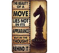 Retro Metal Tin Sign Chess Knight Chess Poster The Beautiful Of A Move Lies Not In Its Appearance But In The Thought Behind It Novelty Sign Vintage Metal Sign Home Wall Sign Plaque Poster 8x12 Inch