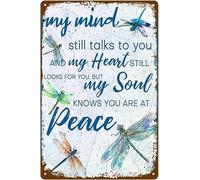 Retro Metal Tin Sign Dragonfly My Mind Still Talks To You Vintage Wall Decor For Home Garden Man Cave Cafe Office Store Accessories Gift For Women Men 8"x12"