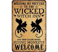 Retro Metal Tin Sign Flying Monkeys Welcome Vintage Home Parlor Bedroom Metal Plaque Poster Decorative Gift for Halloween Wall Decor 5.5x8 Inch