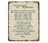 Retro Metal Tin Sign Francis Of Assisi Prayer Text Wall Hanging for Bedroom Home Office Calm Decor 8 X 12 inch