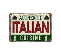 Retro Metal tin Sign Funny Authentic Italian Cuisine Quotes Personalized Farmhouse Customative Carbin Garage Garden Sign For Home Cave bar Wall Decoration Vintage Metal Sign 8 x 12 inch
