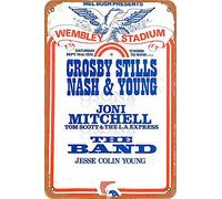 Retro Metal tin Sign Funny Crosby Stills Nash Young The Band Nostalgic Art Traditional Rust Color Logo Striking Gift Sign for Home Cave Garage bar Wall Decoration Vintage Metal Sign 8 x 12 inch