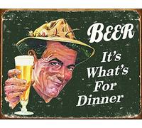 Retro Metal tin Sign Funny Discount Beer It's What's Dinner Collectible, Model Sign For Home Cave Garage bar Wall Decoration Vintage Metal Sign 8 x 12 inch