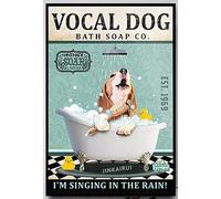 Retro Metal tin Sign Funny Dog Bathing Metal Tin Retro Sign Metal Poster, Dog Metal Poster Sign For Home Cave Garage bar Wall Decoration Vintage Metal Sign 8 x 12 inch