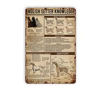 Retro Metal tin Sign Funny English Setter Knowledgefor Bars Art Rusty Posters Sign for Home Cave Garage bar Wall Decoration Vintage Metal Sign 8 x 12 inch