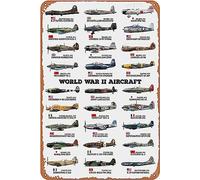 Retro Metal tin Sign Funny Fighter Poster Sign World War II Aircraft Military Fans Poster For Home Cave Garage bar Wall Decoration Vintage Metal Sign 8 x 12 inch