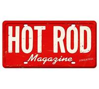 Retro Metal tin Sign Funny HOT Rod Magazine License Plate Art Living Room Art Coffee Bars Giftsation Sign For Home Cave Garage bar Wall Decoration Vintage Metal Sign 8 x 12 inch