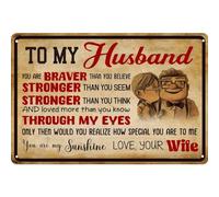 Retro Metal Tin Sign Funny Wall Decor To My Wife You Are Braver Than You Believe Gift for Fpr Home Bedroom Decor 8x12 Inches, WeDull-5