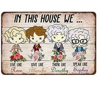 Retro Metal Tin Sign Golden Girls Wall Sign The Golden Girls TV Show Poster Live Like Rose, Love Like Blanche, Think Like Dorothy, Speak Like Sophia Vintage Metal Tin Sign Home Wall Decor 8x12inch