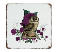 Retro Metal Tin Sign Halloween Owl Skeleton' Flower Floral Home Decor Aluminum Tin Signs for Bathroom Shop House Abstract Rose Horror Art Poster Gift for Entryway 12x12 Inch