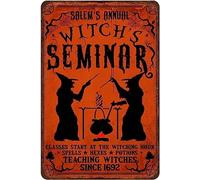 Retro Metal Tin Sign Halloween Witch S Seminar at The Witching Hour Poster Halloween Sign Spooky Sign Magic Spell Halloween Night Vintage Wall Decor Decorative Home for Bedroom 8x12 Inch