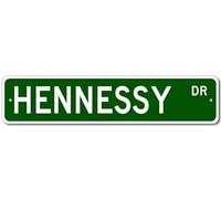 Retro Metal tin Sign Hennessy Drive Custom Street Hennessy Sign Funny Home Cave Garage bar Wall Decoration Vintage Metal Sign 4 x 16 inch