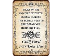 Retro Metal Tin Sign Home Blessing Only Good May Enter Here Poster Vintage Funny Halloween Metal Poster, Home Living Room Bedroom Porch Wall Decor Gift 8x12 Inch