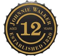 Retro Metal Tin Sign Johnnie Wolker Sign For Home Cave Garage Bar Cafe Wall Art Plaque Decoration Vintage Bottle Caps Poster Sign 13.8" Inches