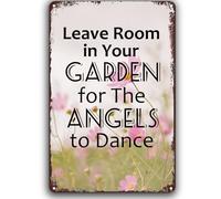 Retro Metal Tin Sign,Leave Room In Your Garden For The Angels To Dance Quote Tin Signs Wall Decor For Home Gate Garden Bars Cafes Office Store Pubs Club Gift" Metal Sign Plaque Poster 8X12 Inch