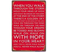 Retro Metal tin Sign Liverpool Football Club Chant You'll Never Walk Alone Tin Sign Exterior Home Cave Garage bar Wall Decoration Vintage Metal Aluminum Tin Sign 8 X 12 Inch