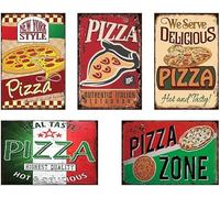 Retro Metal tin Sign Modern Retro Metal 5PCS Delicious Pizza Tin Signs ! for Shop/Garage/Bar/Club/Cafe/Funny Home Cave Garage bar Wall Decoration Vintage Metal Sign 8X12 inches