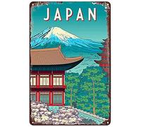 Retro Metal Tin Sign - Mt. Mount Fuji Japan Japanese Asia Asian Vintage Travel Ad Poster - Wall Art Plaque Decor for Home Bar Pub Cafe Hotel 8x12 Inch