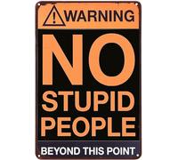 Retro Metal Tin Sign No Trespassing Private Property Signs for Bedroom Warning Stupid People Beyond This Point Home Office Classroom Coffee Bar Wall Decor 8"x12"