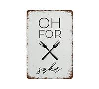 Retro Metal Tin Sign Oh for Fork Sake Kitchen Prints Funny Pun Print 12x8 Inch Modern Wall Art Decoration for Home Living Room Restaurant Office Cafe Bar Club Garage Men Cave