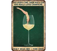 Retro Metal Tin Sign Once Upon A Time There Was A Girl Loved Champagne Poster, Champagne Poster, Champagne Lovers Gift, Girl Swimming 12x16 Inch