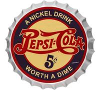Retro Metal tin Sign Pe-psi Cola Bottle Caps Decorative Bottle Caps Metal Tin Signs For Home Cave Garage Wall Decoration Vintage Metal Sign 13.8" Inches