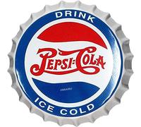 Retro Metal tin Sign Pe-psi Cola Bottle Caps Decorative Bottle Caps Metal Tin Signs For Home Cave Garage Wall Decoration Vintage Metal Sign 13.8" Inches