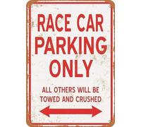 Retro Metal Tin Sign Race Car Parking Only Sign Funny Home Cave Garage Bar Wall Decoration Vintage Metal Sign Gift For Women Men 8x12 Inch