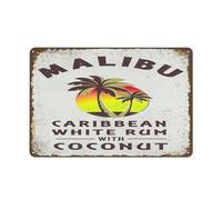 Retro Metal Tin Sign Retro Poster Wall Decor Sign Tin Sign Vintage Chic Art Decoration Poster Malibu Rum for Home Bar Cafe Farm Store Garage Kitchen Club Summer Door Decor 8"x12"